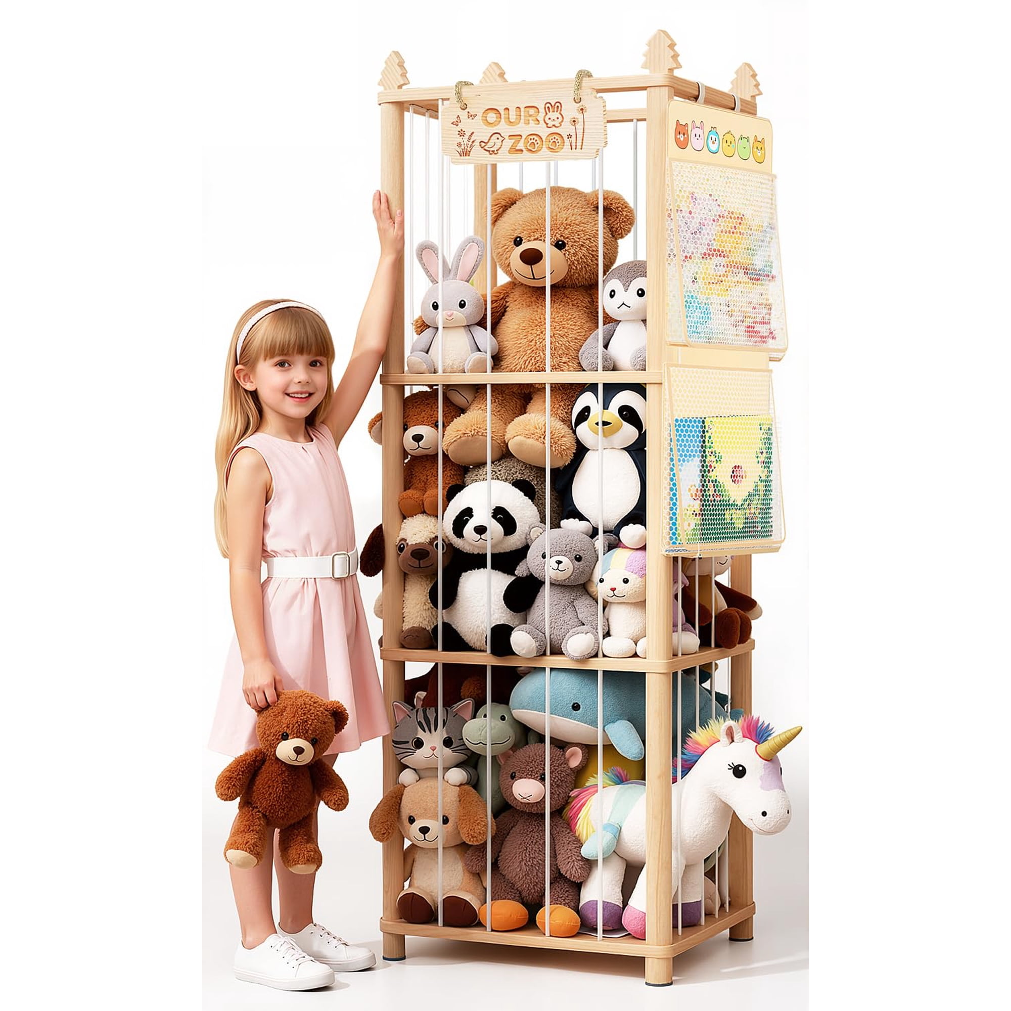 Organizador Para Peluches Zeqon De Madera De Pino 138 Cm