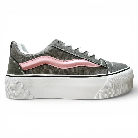Zapatilla Mujer Gris Plataforma Lona Everix