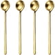 thumbnail image 1 of 4 cucharas de café de acero inoxidable de 6,02 pulgadas con mango largo dorado para café expreso, ideal para azúcar, postres, pasteles, helados, sopas, cócteles y para remover., 1 of 7