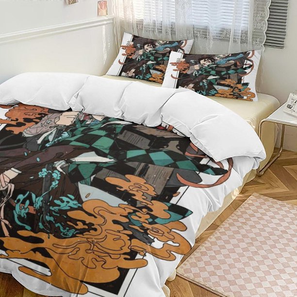 Demon Blade Bedding Set, Comfortable and Lightweight3-Piece Cartoon Bedding Set (Available in Multiple Sizes) Lc