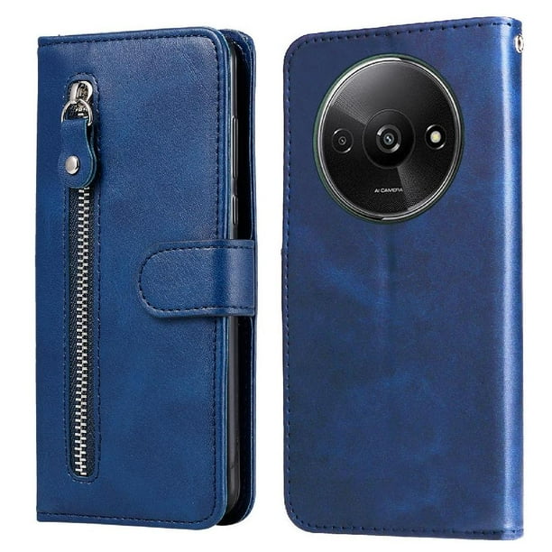 Funda con Cremallera para Xiaomi Redmi A3, Carcasa Cartera de Cuero PU con Soporte y Tarjetero