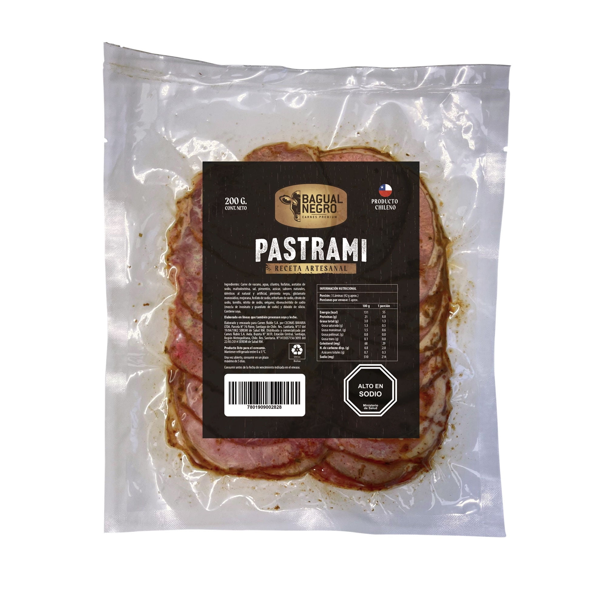 Pastrami De Vacuno Laminado 200 g Bagual Negro