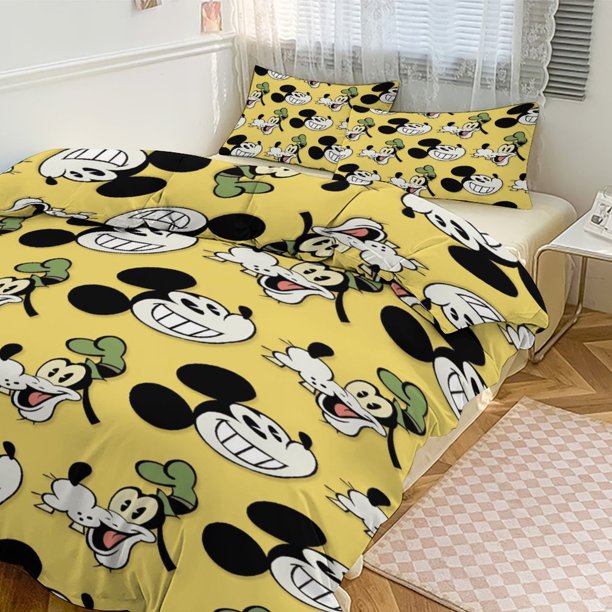 Mickey Print Bedding Set Pattern Duvet Cove Set 3 Pieces 1 Quilt Cover And 2 Pillowcases for Women Men Teens