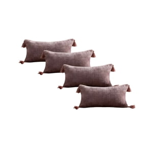 Genérico - Pack De 4 Fundas De Cojin Chenille Con Borlas 30X50 Rosa