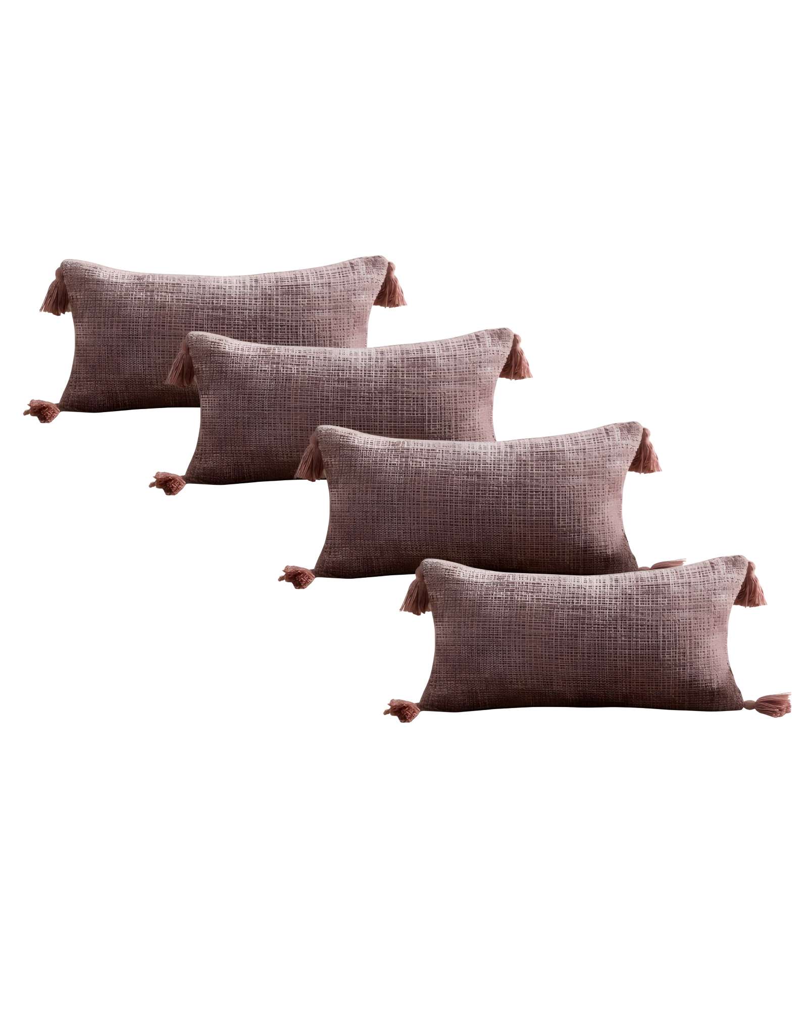 Genérico - Pack De 4 Fundas De Cojin Chenille Con Borlas 30X50 Rosa