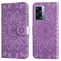 Funda Tipo Cartera Foxdock Para Oneplus Nord N300 , Diseño Girasol En Relieve, Cuero Pu, Cierre Magnético, Soporte Y Tarjetero