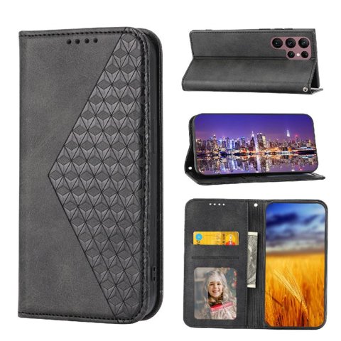 Funda Flip Foxdock Para Samsung Galaxy S22 Ultra , Estilo Billetera Con Diseño Rombo, Correa De Mano Y Soporte, Uso Diario
