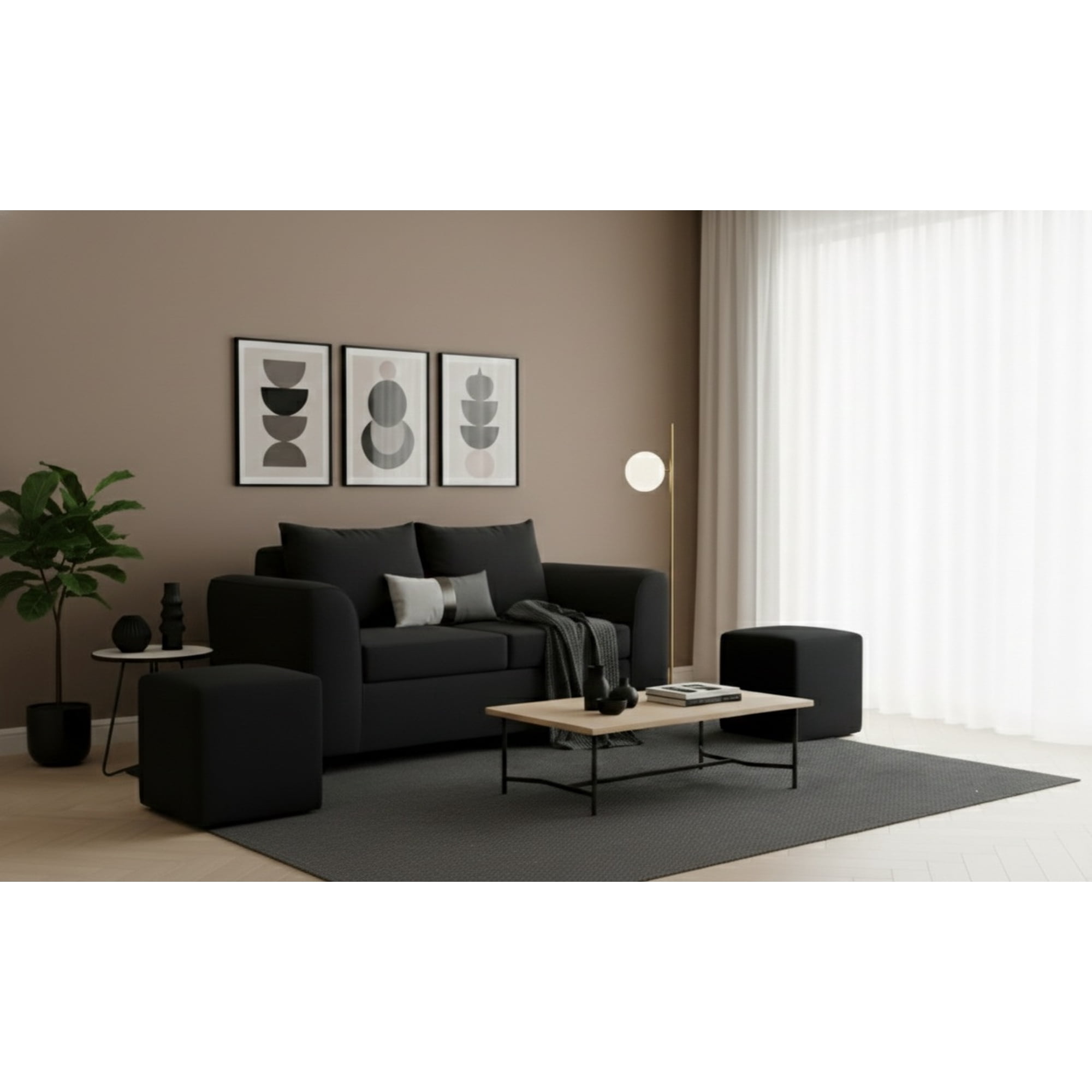 Fancy Hogar - Sofa Esencia 2 Cuerpos 2 Puff