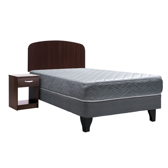 Cama Europea Andalucia 1 Plaza Base Normal + Set Astuarias (1 Velador y Respaldo)