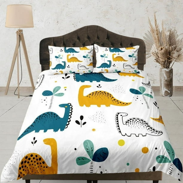 Dinosaurios Juego de Funda Nórdica Colcha de colores, Niños Juego de cama completo con