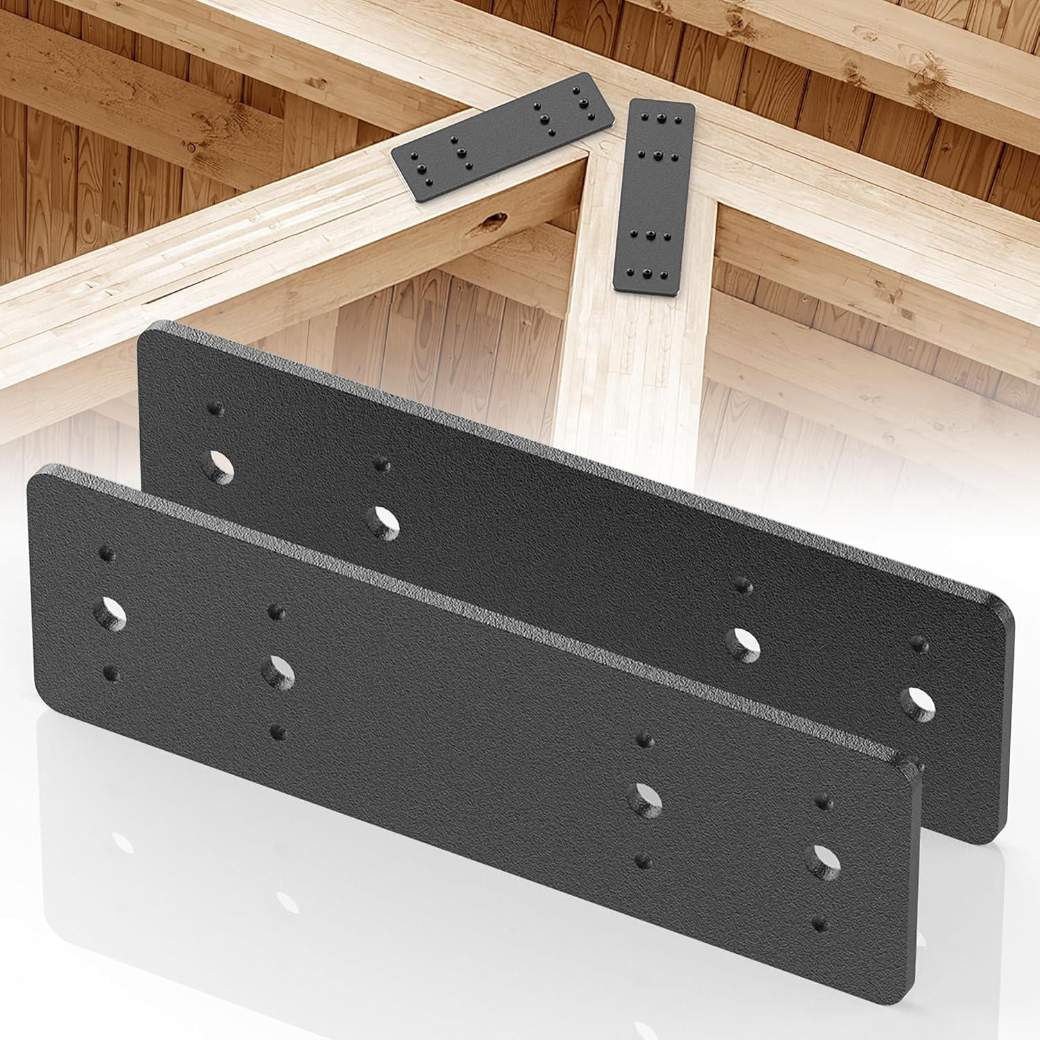 Genérico - Placa Unión Recta Acero Negra Vigas Madera Pérgola 25.4cm X2