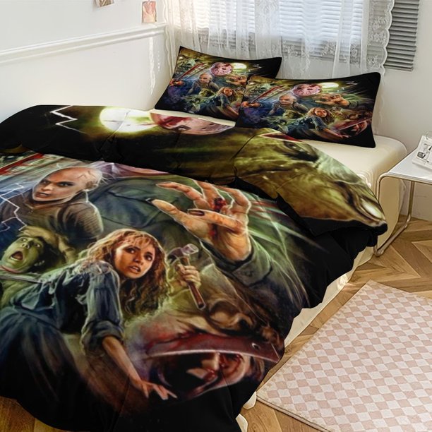 Jason Voorhees Print Bedding Set Pattern Duvet Cove Set 3 Pieces 1 Quilt Cover And 2 Pillowcases for Women Men Teens