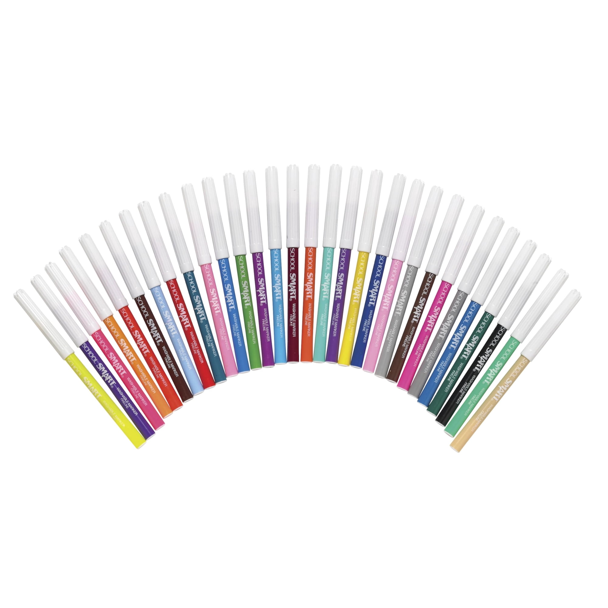 Marker School Smart, Lavable, Punta Fina, Varios Colores, 30 Unidades