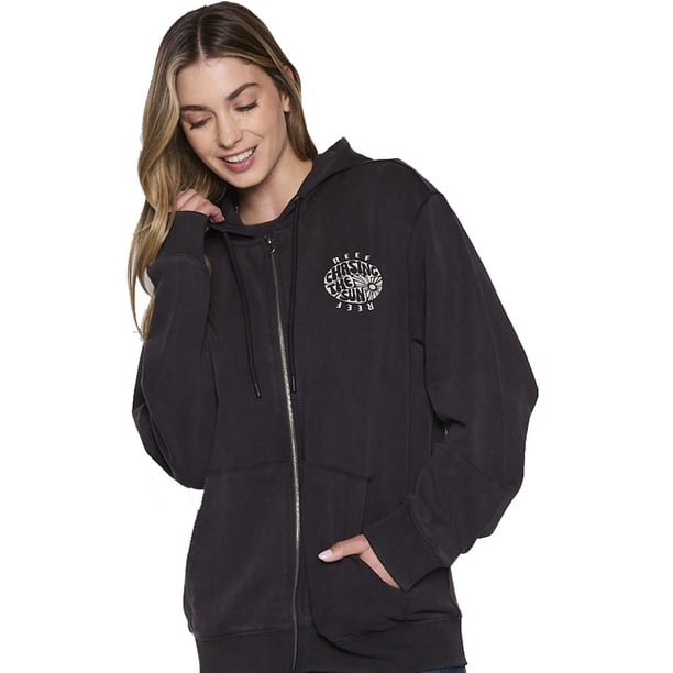 Polerón Hoodie Mujer Reef Full Zipper Black Chasing Sun