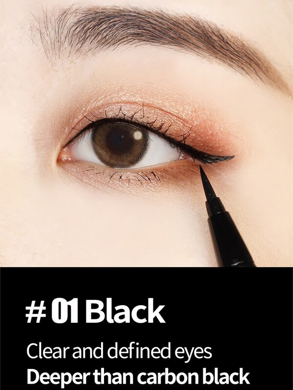 Cosnori - Delineador Coreano De Ojos Con Punta Extra Fina A Prueba De Agua, #Black -