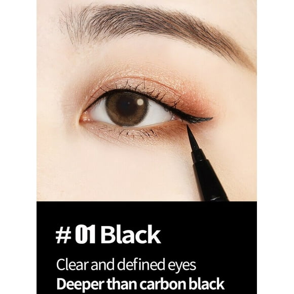 Delineador Coreano De Ojos Con Punta Extra Fina A Prueba De Agua, #black -