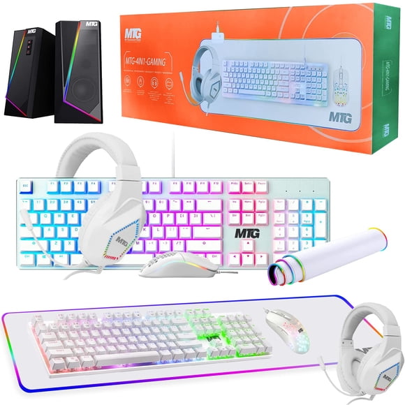 Kit de juego MTG 4 en 1 RGB: teclado, ratón, auriculares y alfombrilla