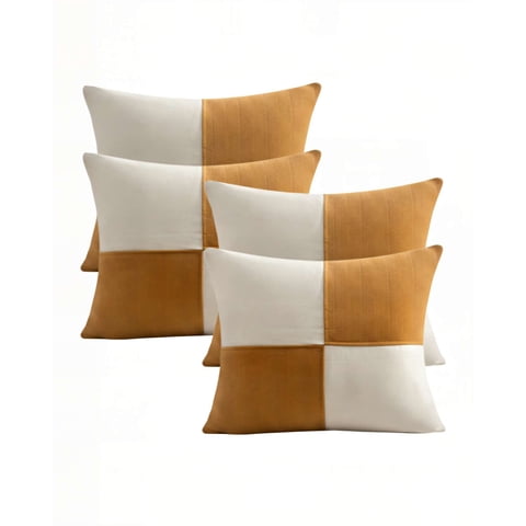 Genérico - Set De 4 Fundas De Cojin 45Cmx45Cm Chenille Rombo Color Mostaza