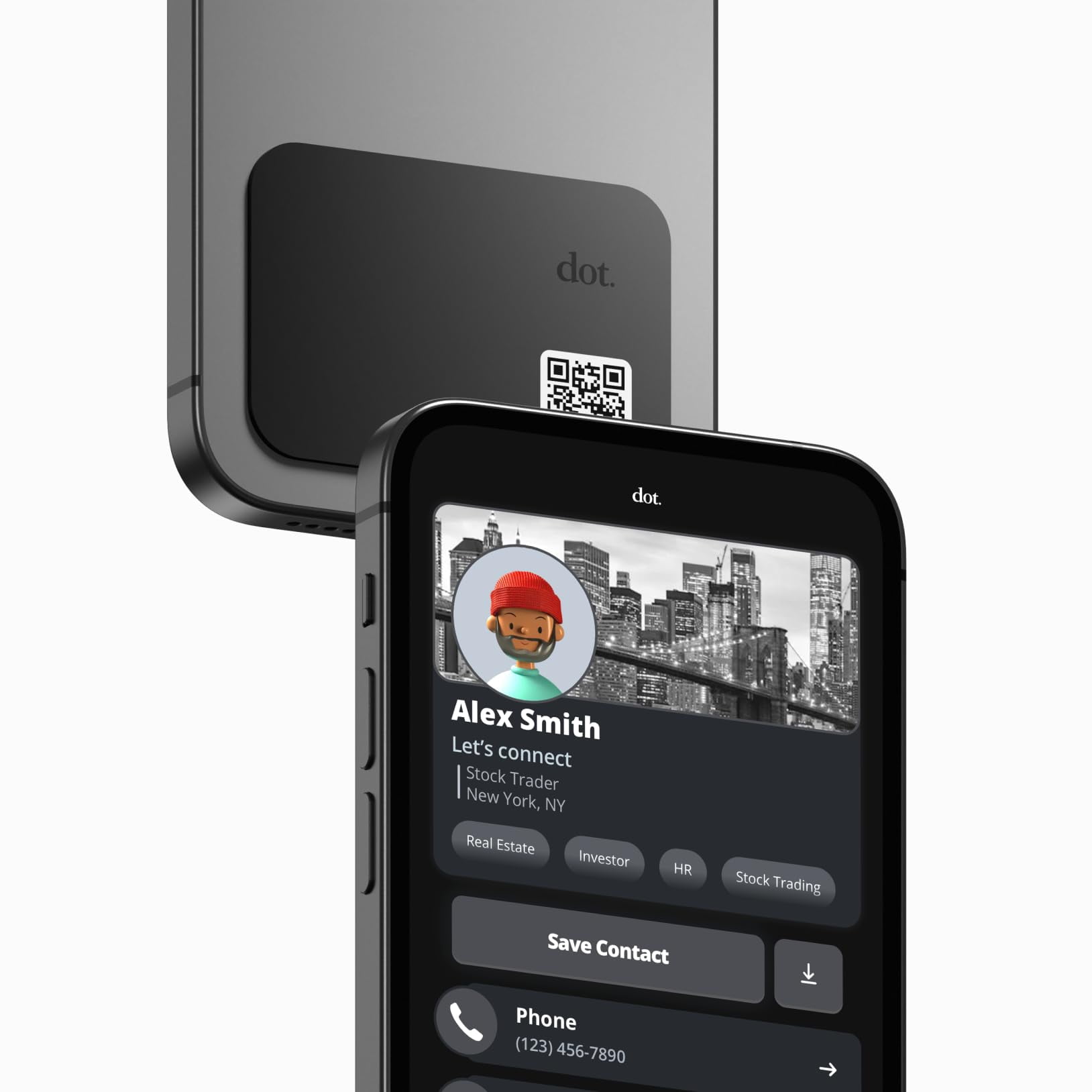 Dot. - Tarjeta De Presentación Digital Punto. Thin Tap Para Iphone, Android, Negro