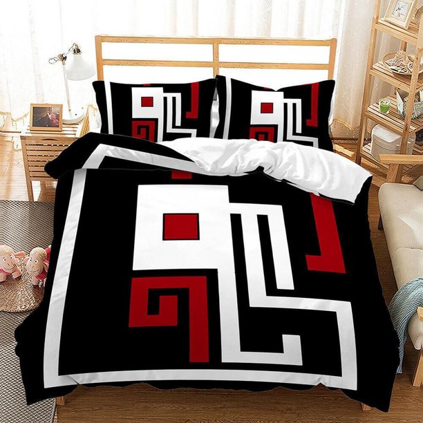 English Letter Printing Beige Quilt Duvet Cover Set Bedroom Decor 3-Piece Bedding Set