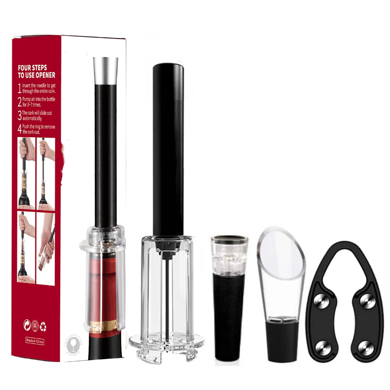 Xusx111 - 4 En 1 Conjunto De Apertura De Vino,abridor De Botellas De Vino De Bomba De Presión De Aire,descorchador De Corcho Fácil,abridor De Vino De Corcho Abridor De Vino Mango De Aleación De Alumin