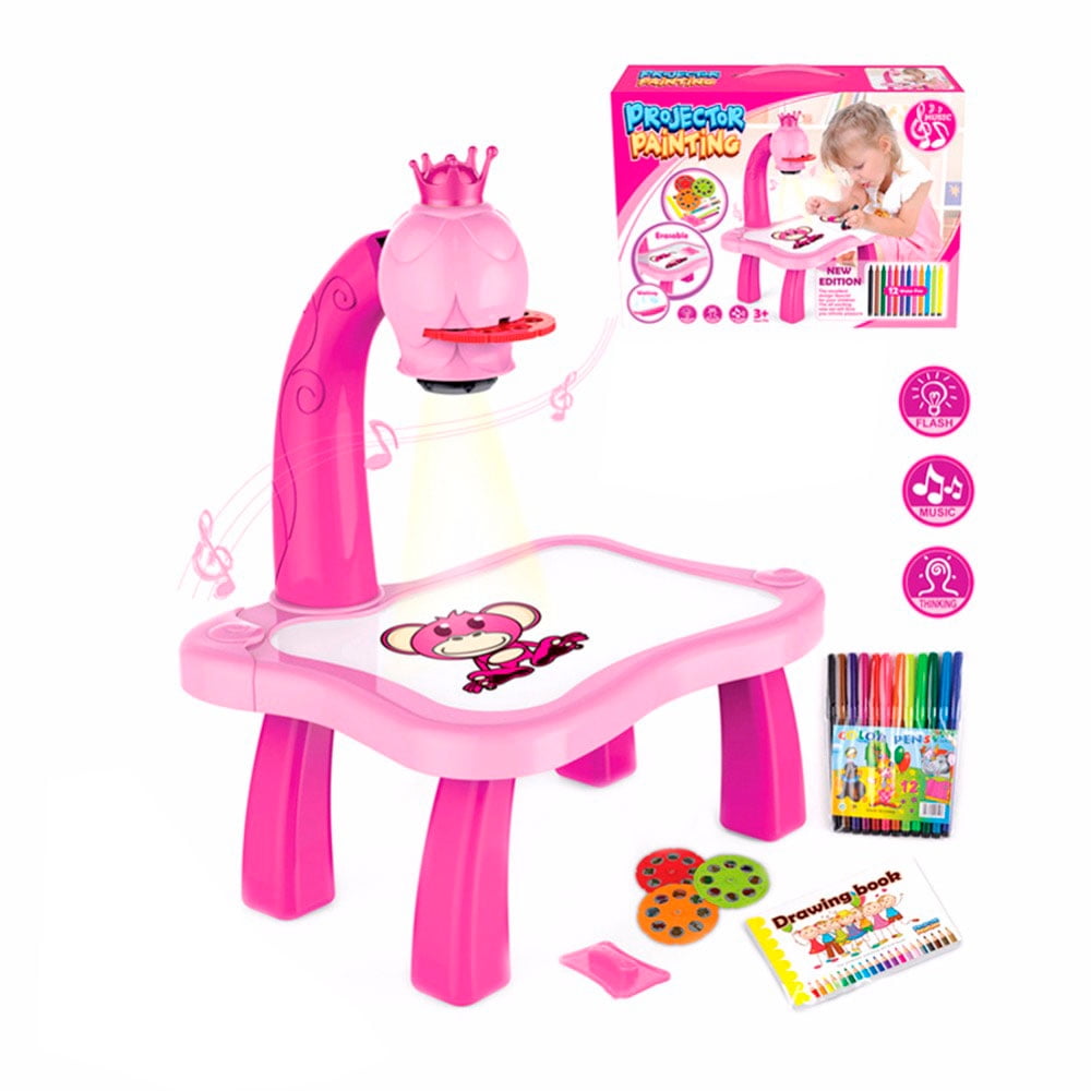 N-ofertas - Mesa Proyector Led Didáctica De Dibujo Para Niños Fucsia