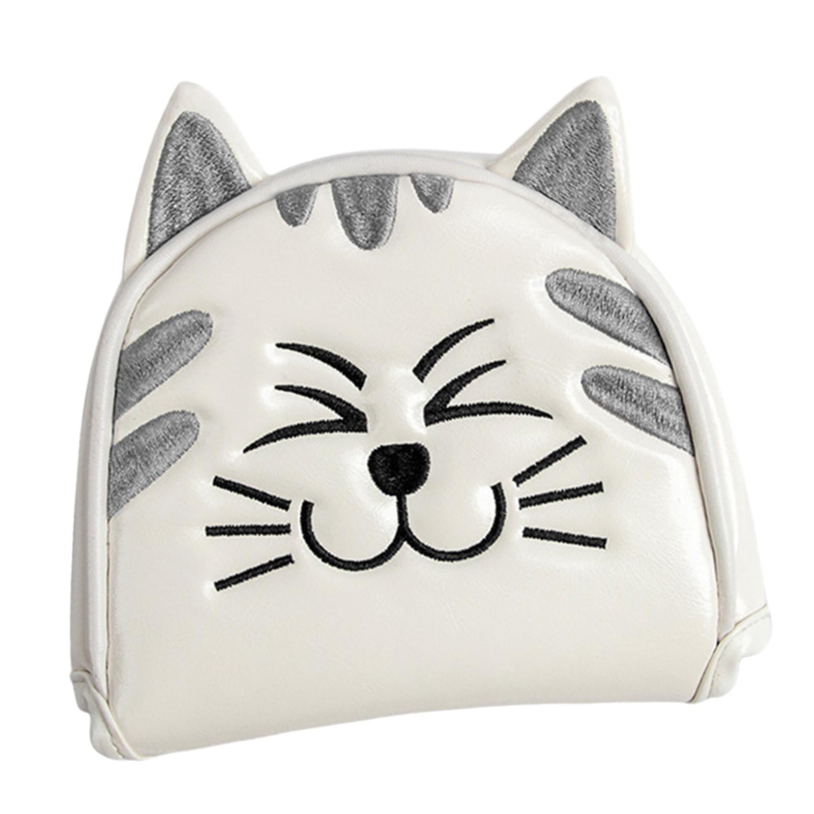 Magideal - Cubiertas De Cabeza De Palo De Golf Equipo De Protección De Taco De Golf Grueso Patrón De Gato Cuñas Putter Cue Cubierta De Cabeza Para Viajes Al Aire Semicírculo Blanco