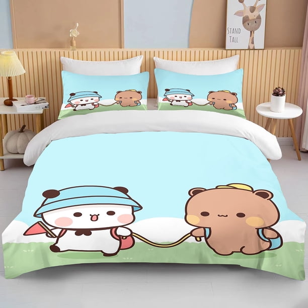 New Bubu Dudu Cartoon Cute Bear Kawaii Christmas Gift Twin Double Child Bedding Set Microfiber or Polyester Duvet Cover Set Bed Sheets