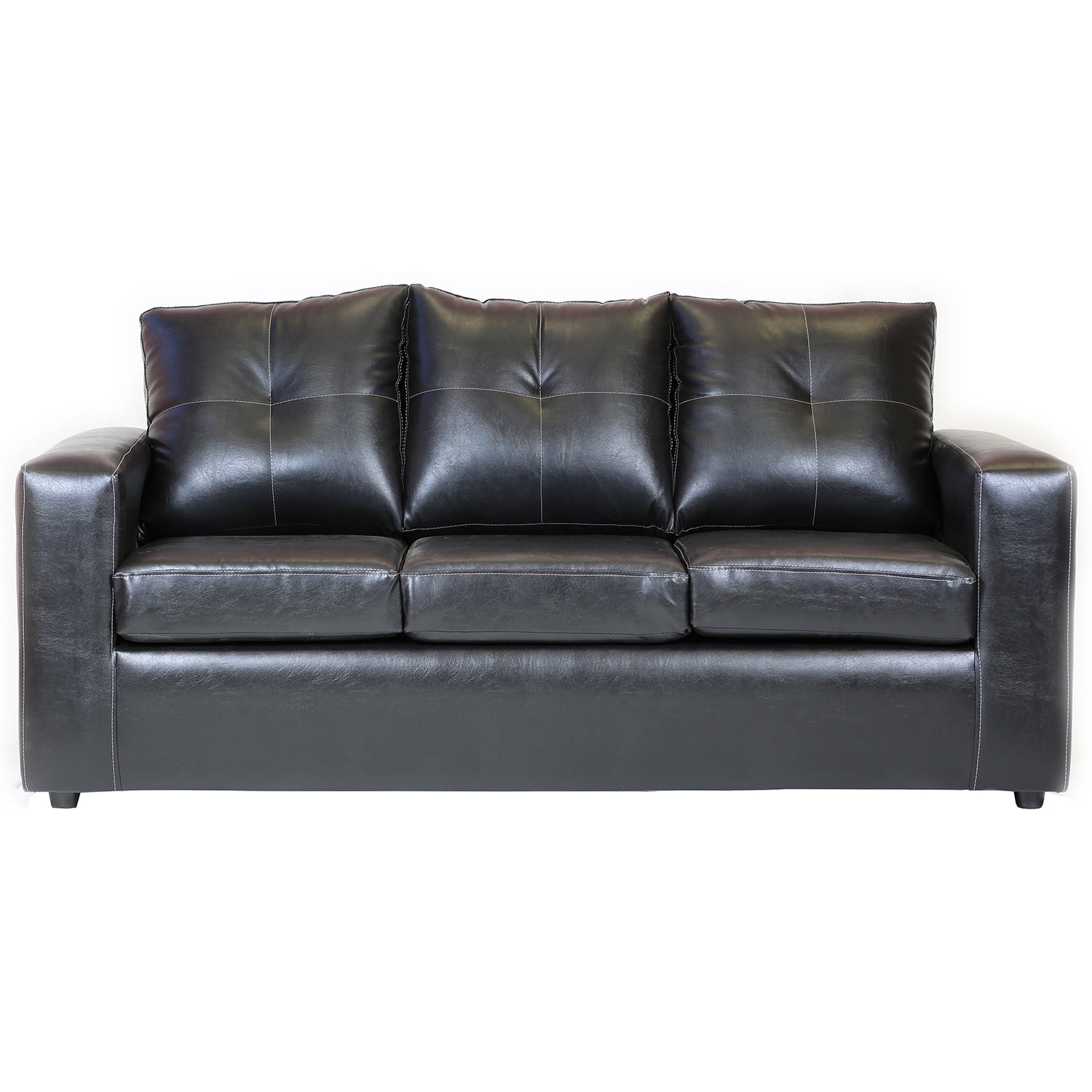 Muebles América - Sofá Emilia 3 Cuerpos Pu Negro