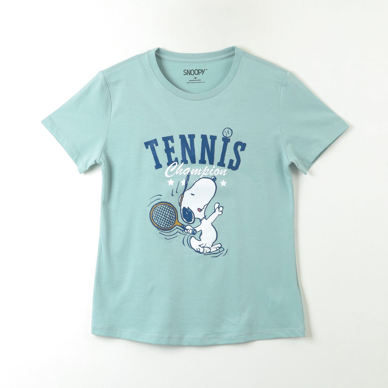 Polera Manga Corta Mujer Tennis Verde Snoopy