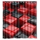 thumbnail image 1 of Cortina de ducha con forma de cubo, color negro y rojo, con ganchos, tamaño 66 x 72 pulgadas, 1 of 3