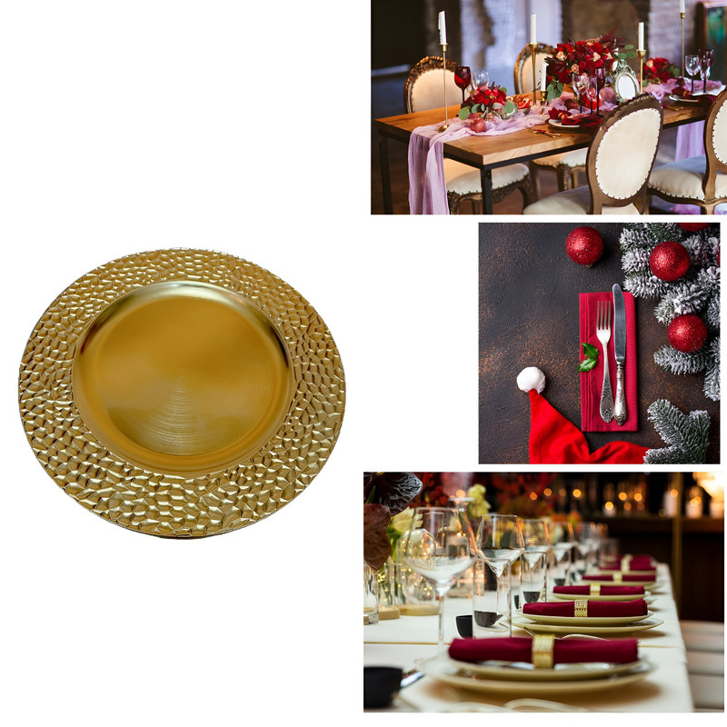 Genérico - Set 3 Plato Decorativo Plastic Martillado Comedor Cocina Lau