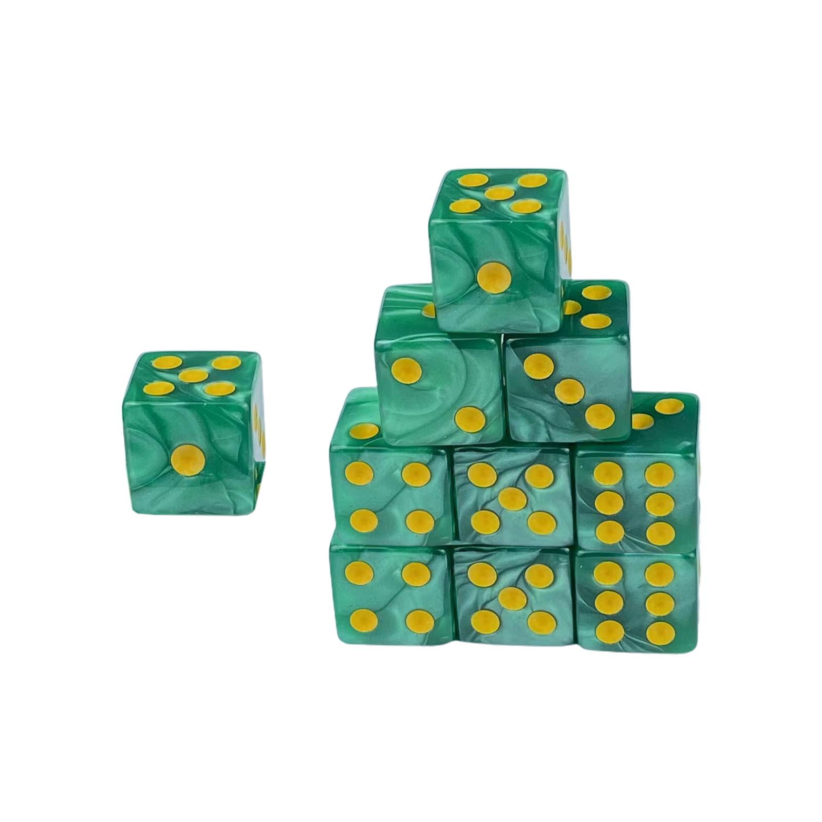 Bothyi - Juego De Dados De 10x6 Caras, Juguetes De Entretenimiento, Dados De 16mm Para Juego De Mesa, Juego De Cartas, Verde