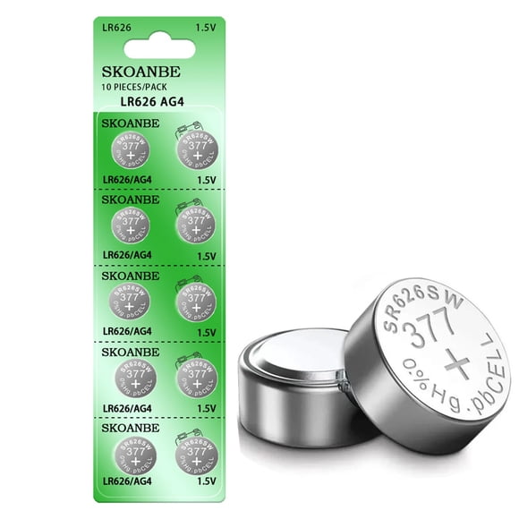 Pila para reloj SKOANBE SR626SW LR626 AG4, paquete de 10, 1.5 V