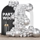 thumbnail image 1 of Balloon PartyWoo, paquete de 155 unidades, plata metalizada, con kit de arco, 1 of 7