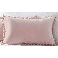 Genérico - Pack De 2 Fundas De Cojín Terciopelo Con Pompones 30X50 Cm Rosa