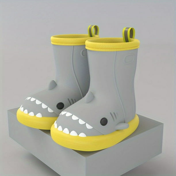 Toddler Girl's Cartoon Shark EVA Rain Boots, Non-slip Wear-resistant Waterproof Rain Shoes For Outdoor
