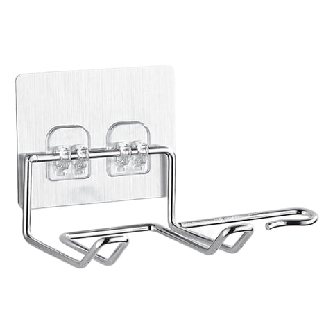 Ioensy - Soporte Para Secador De Pelo Sin Perforación Organizador De Herramientas De Estilo Baño Resistente Plata