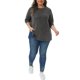 thumbnail image 2 of Agnes Orinda Sudaderas de Mujer Tallas Grandes Otoño con Abertura Lateral Manga Larga Cuello Redondo Casual Jersey Blusa de Punto Talla 1X Negro Gris, 2 of 6