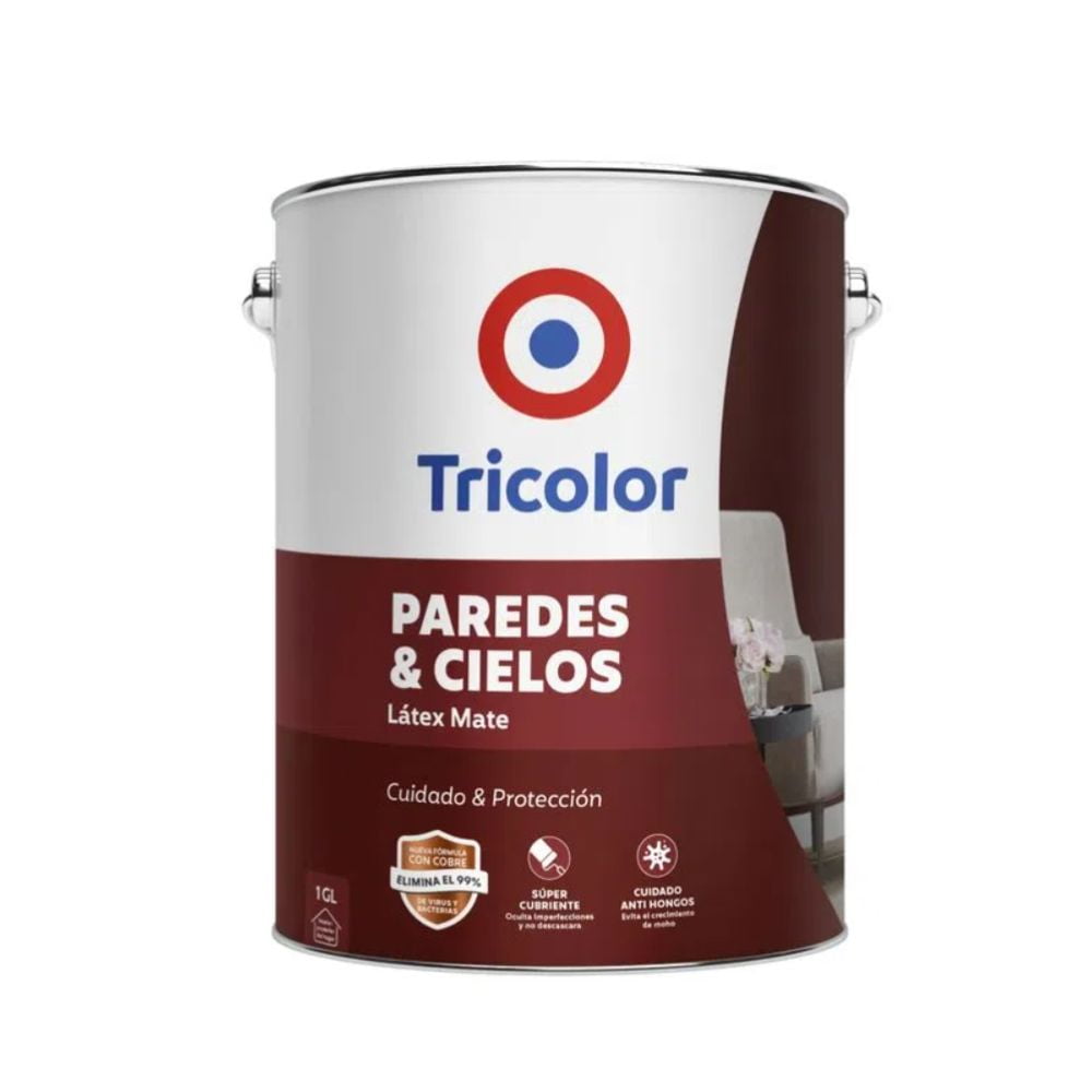 Tricolor - Pintura Paredes Y Cielo Blanco Perfecto 1 Gl