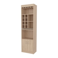 Fmfurniture - Bar Alto 8 Botelleros Repisa Extensible Fm-012A - Cafe Claro
