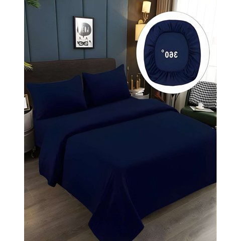 Genérico - Juego De Sabanas 500 Hilos Super King Azul Oscuro