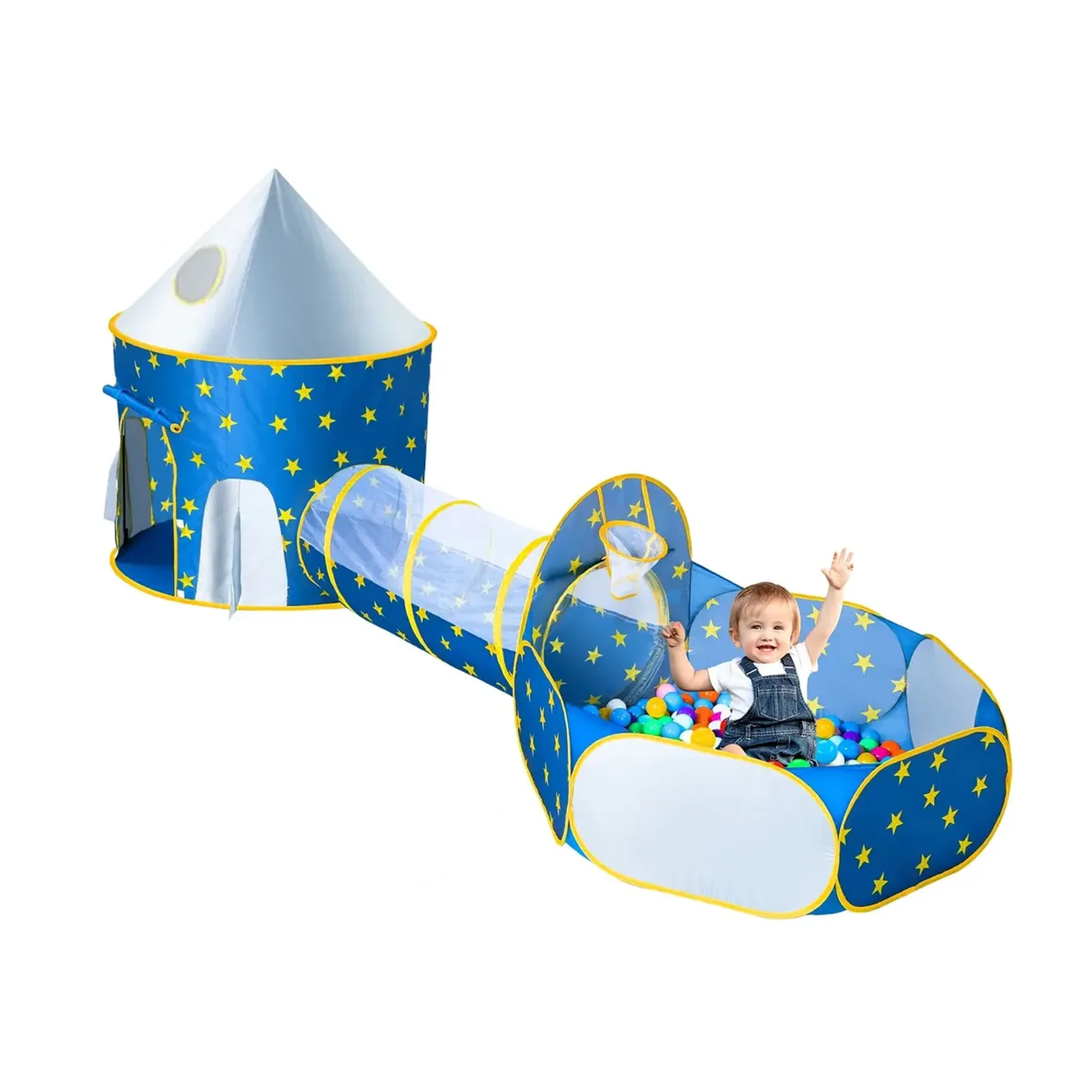 Carpa De Juegos Infantil Belug 3 En 1 Castillo Piscina Tunel Niños Azul
