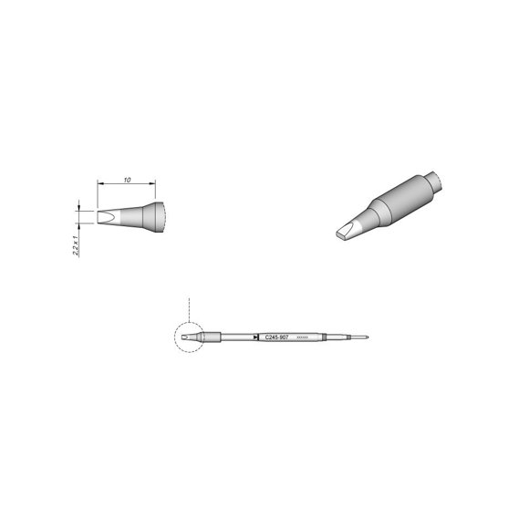 Punta de Soldadura Cartucho JBC C245-907 Cincel 2.2x1mm