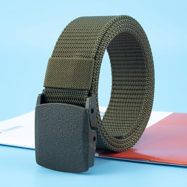 Men's Nylon Canvas Belt Plastic Buckle Metal-Free Military Tactical Waist Belt Outdoor Hiking Web Webbing Belt