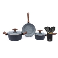 Simplit - Batería Cocina Oregon 5Pzs + Set 12 Utensilios Negro