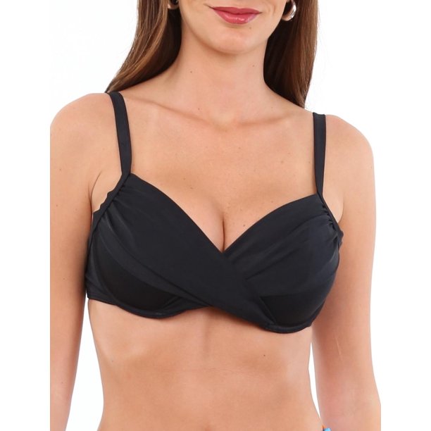 Bikini sostén torcido copa grande negro Talla 44