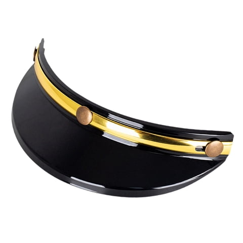Ioensy - Visera Para Casco De Moto Peak 3 Snaps Trendy Para Cascos 3/4 Recambios Negro Dorado