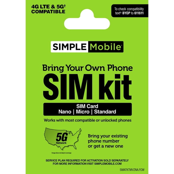 Kit SIM SIMPLE Mobile BYOP Nano Micro Standard 5G