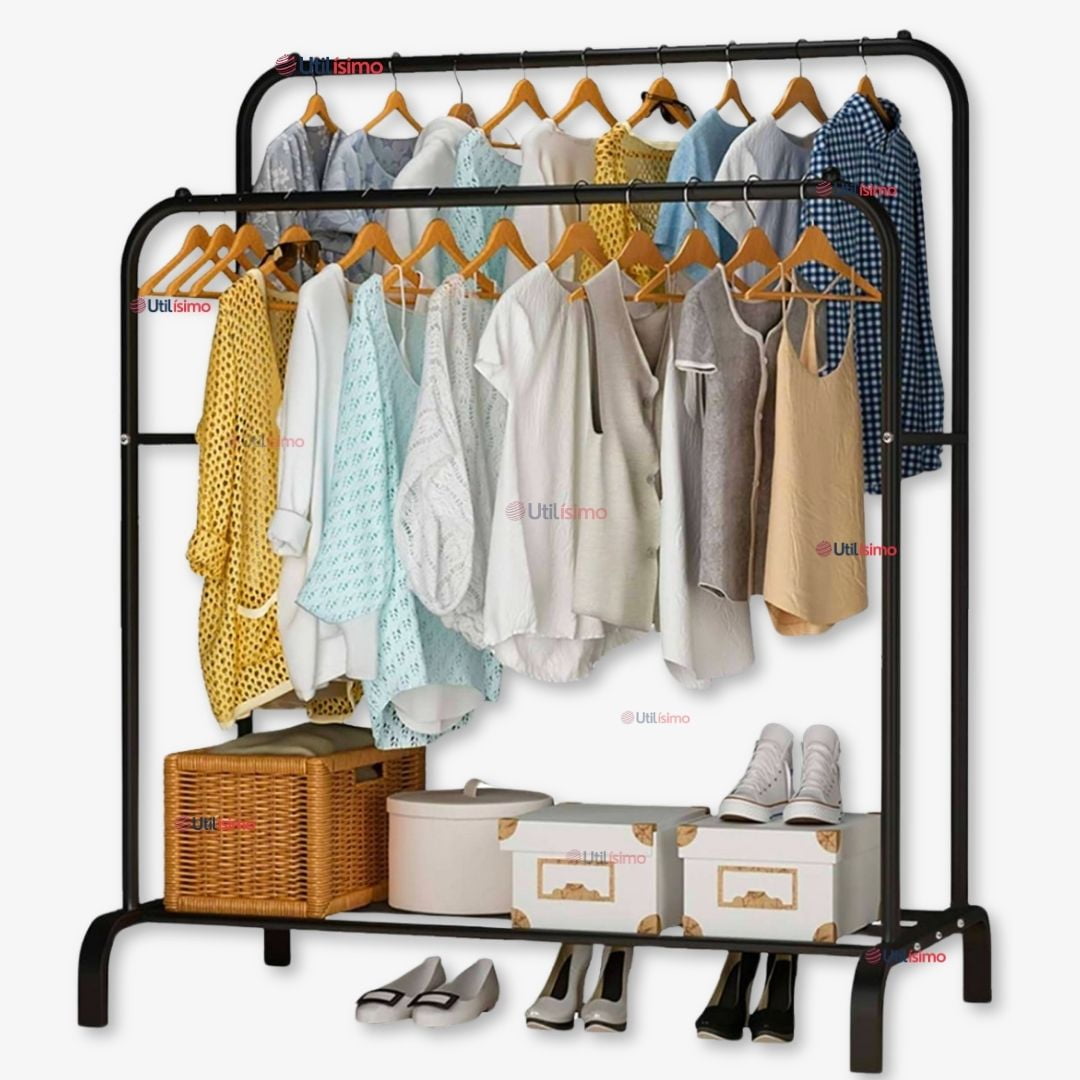 Line - Perchero Organizador Colgante De Ropa Doble Barra Tendedero Acero